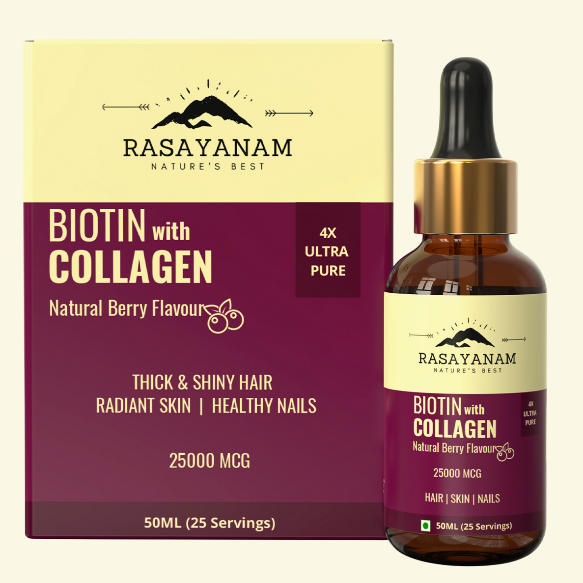 Liquid Biotin with Collagen, Rasayanam Liquid biotin, biotin and collagen, Collagen supplement