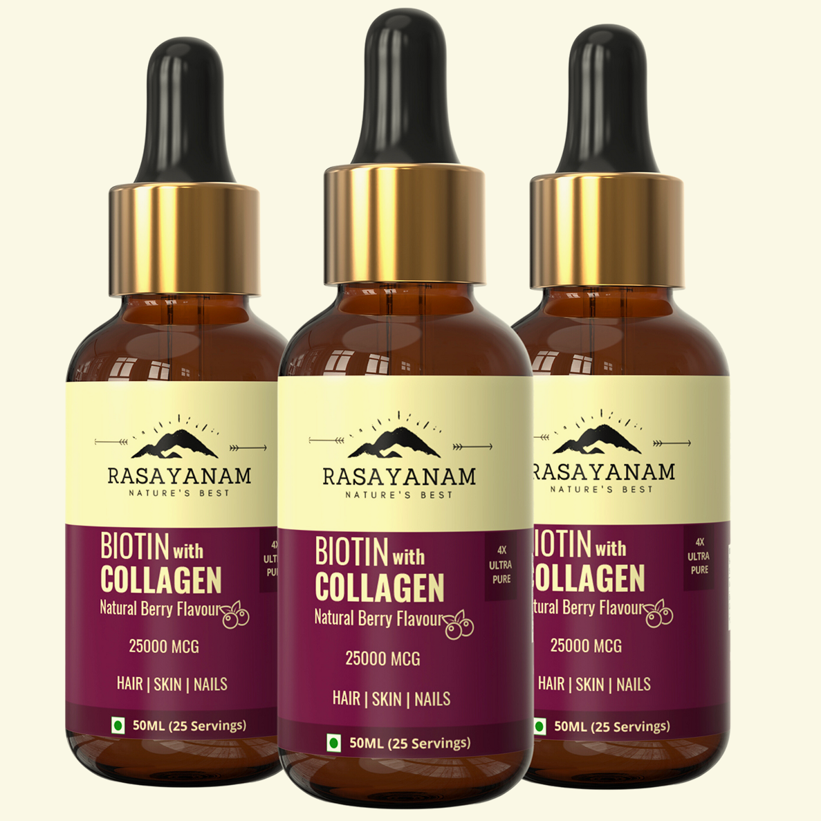 Liquid Biotin with Collagen, Rasayanam Liquid biotin, biotin and collagen, Collagen supplement