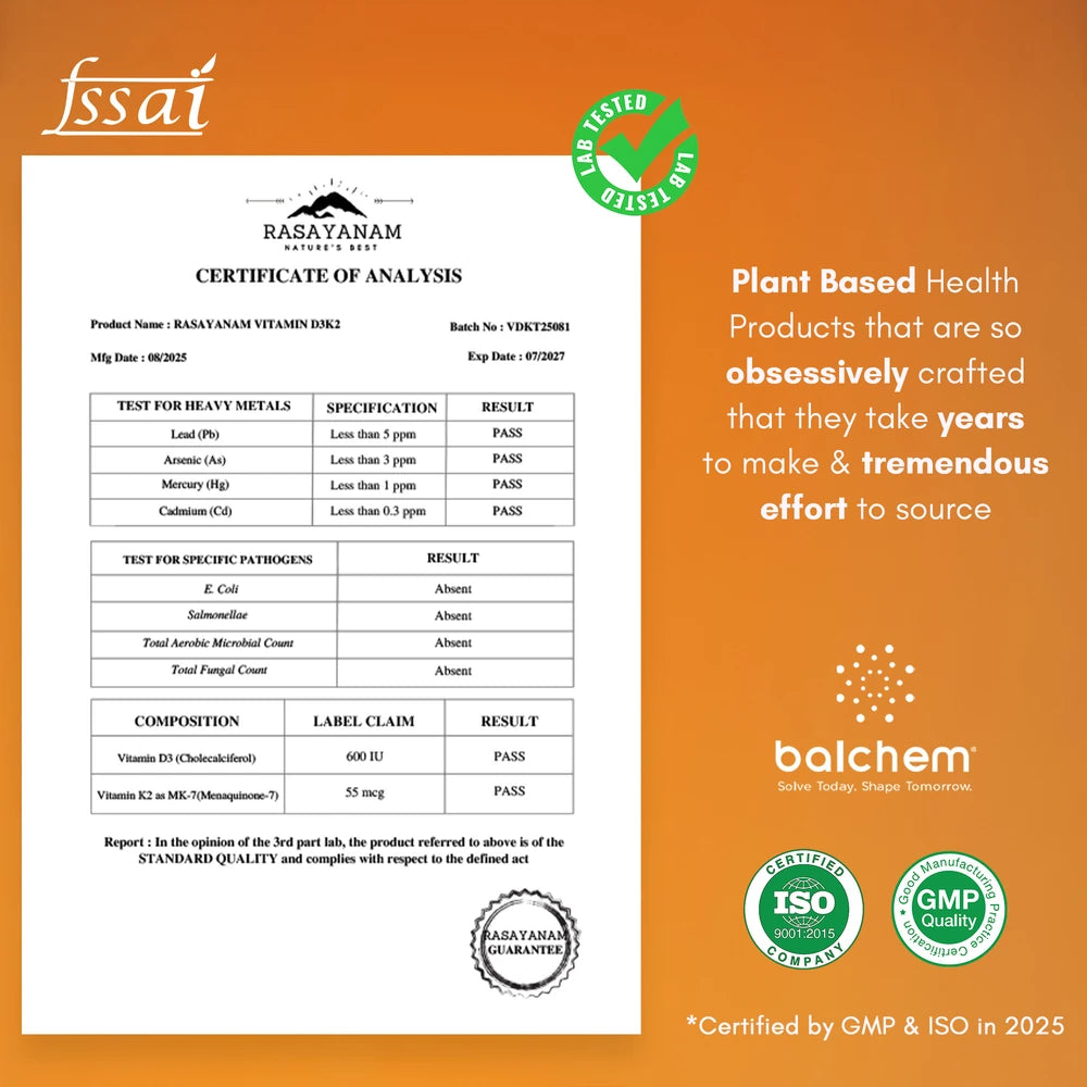 Certificate of Analysis for Rasayanam product