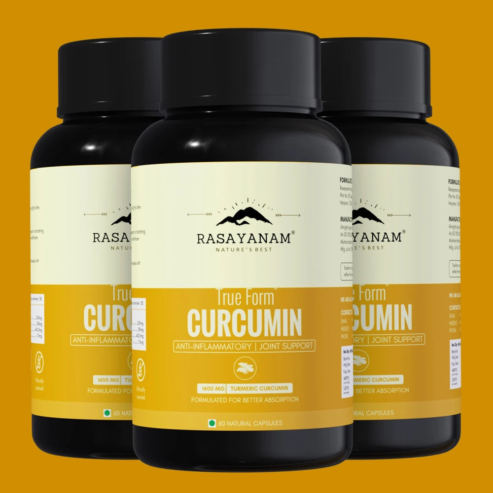 Three bottles of Rasayanam True Form Curcumin