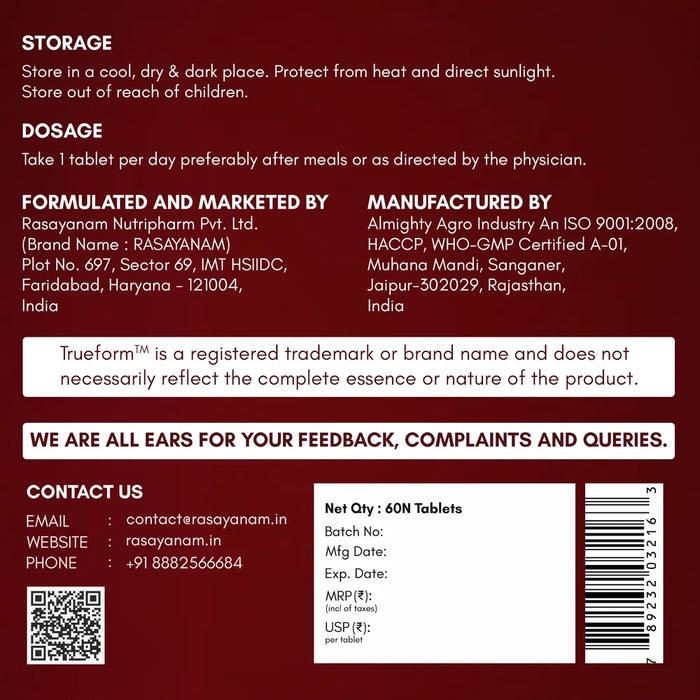 rasayanam iron supplement back label