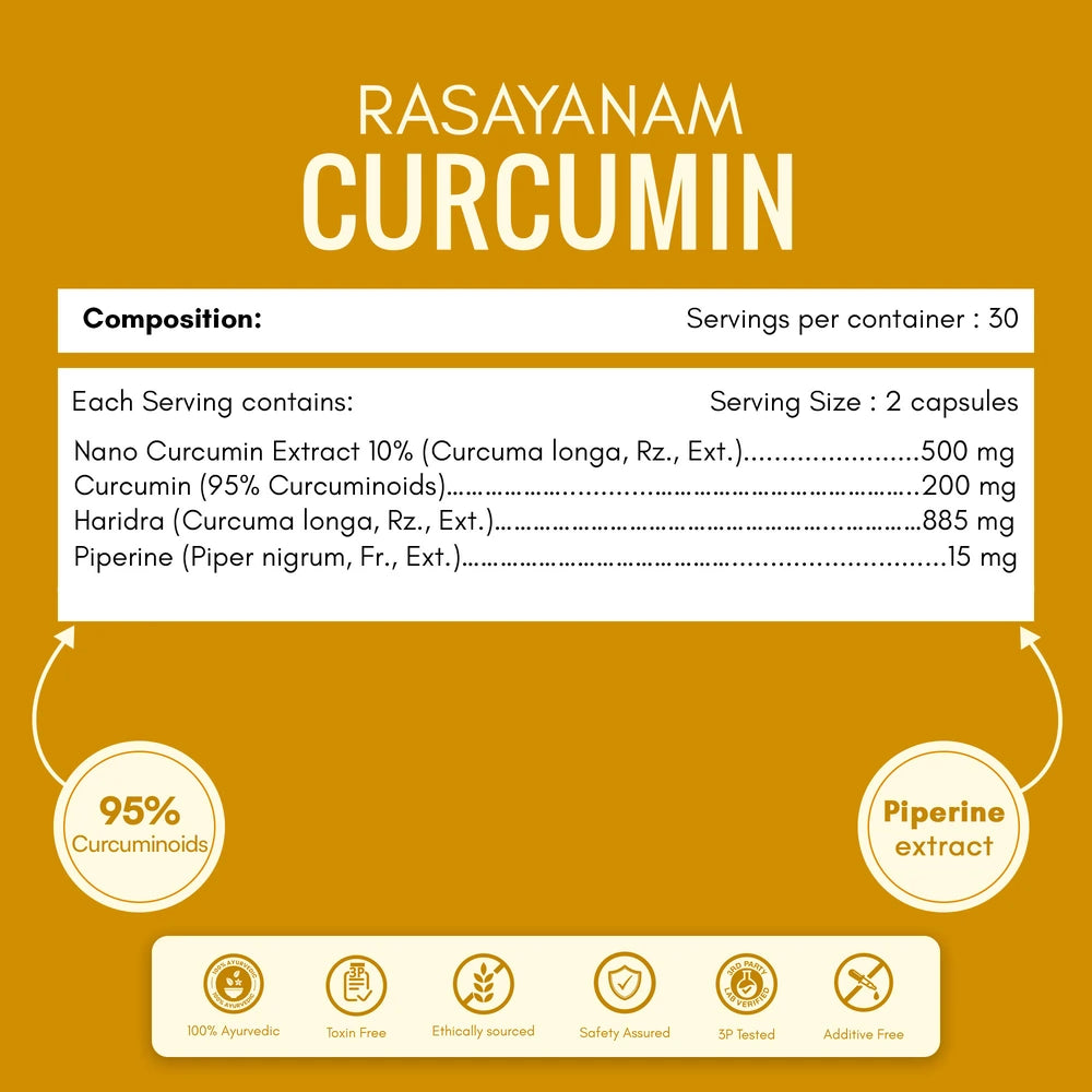 Rasayanam Curcumin label with composition