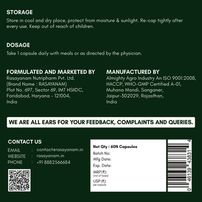 Back label of a capsule container 