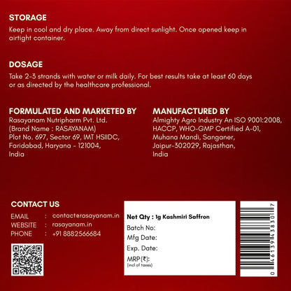 Original Kashmiri Saffron/Kesar (1g)