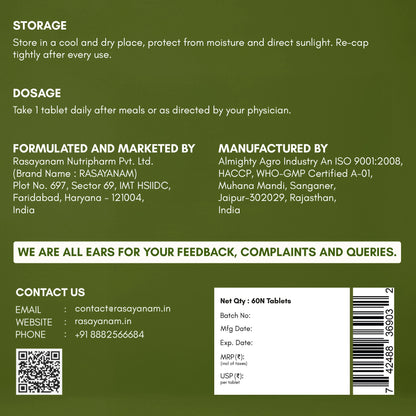 Back label of a pharmaceutical product of gokhru