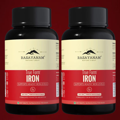 Two bottles of Rasayanam True Form Iron supplement 