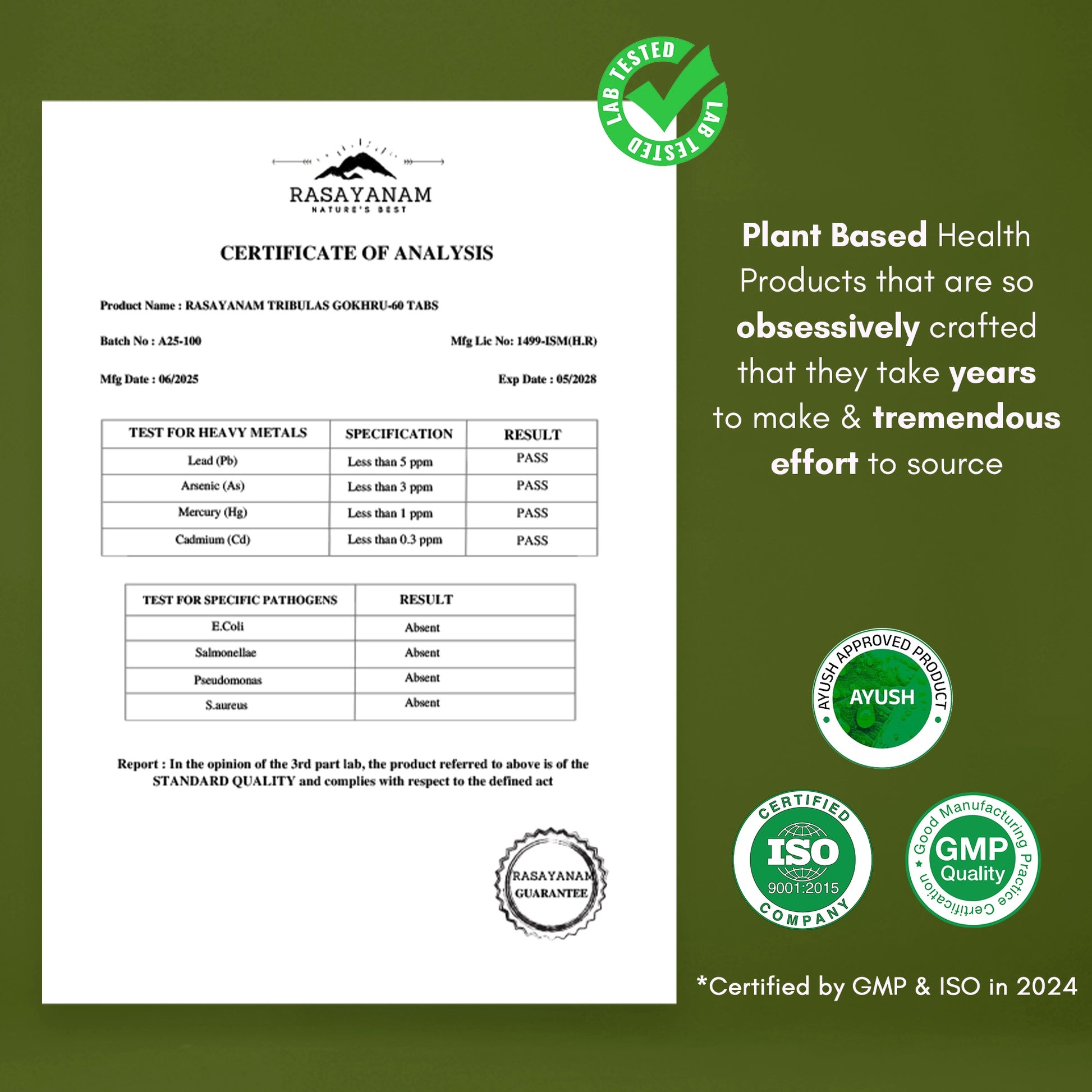 Certificate of Analysis for Rasayanam gokhru