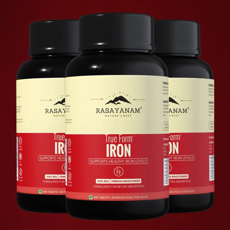 Three bottles of Rasayanam True Form Iron supplement