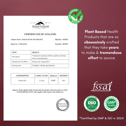 rasayanam certificate of analysis vitamin b12