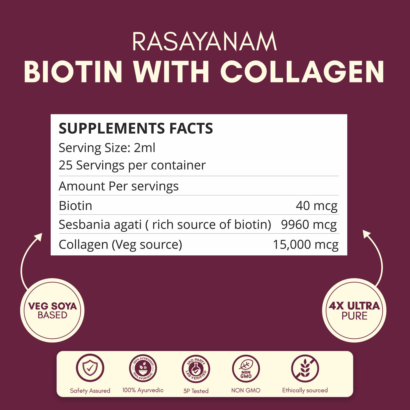 Liquid Biotin with Collagen 25000mcg