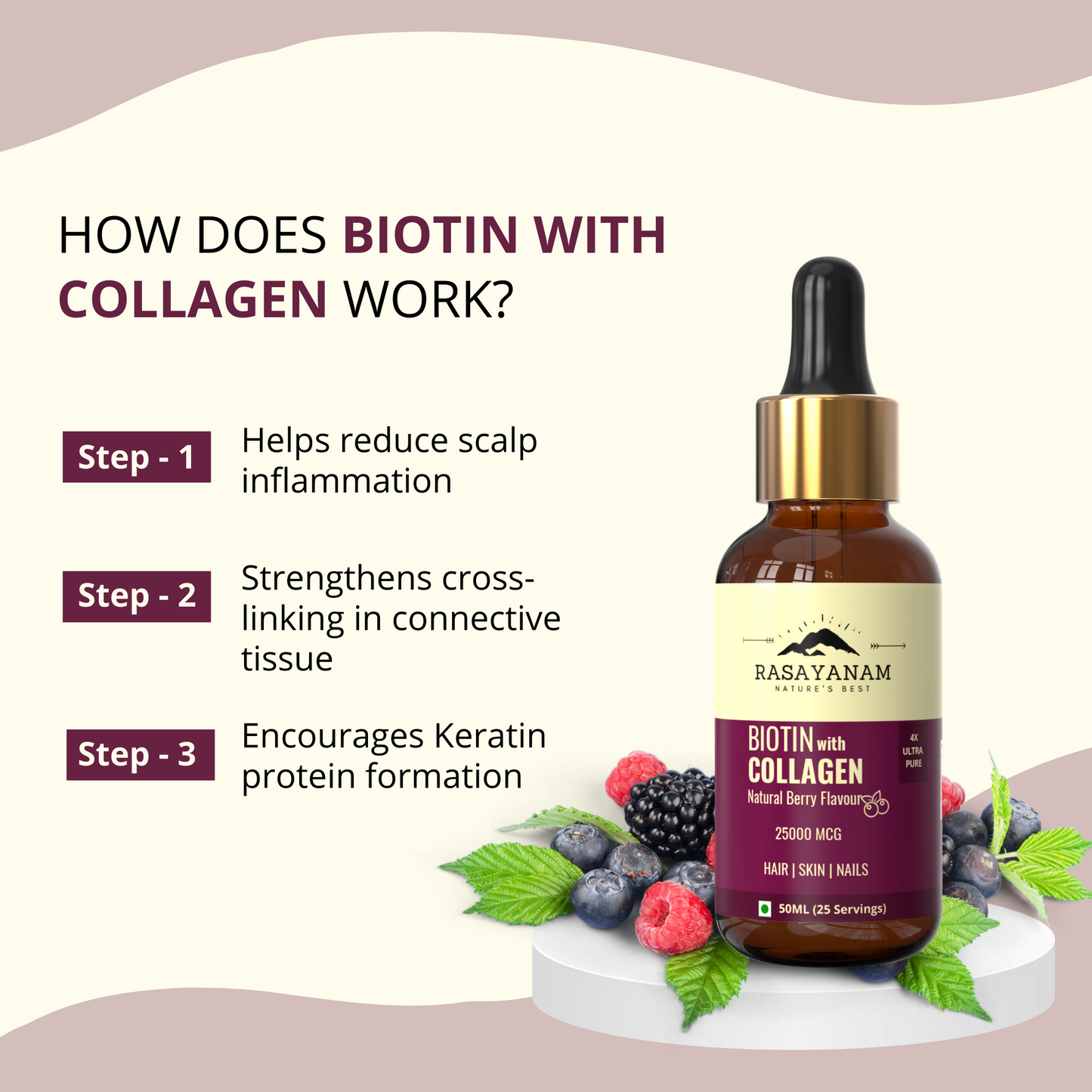 Liquid Biotin with Collagen 25000mcg