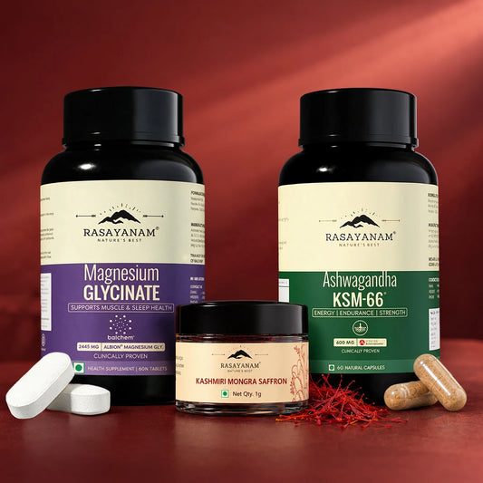 Ashwagandha KSM-66, Magnesium Glycinate and Kashmiri Saffron Combo