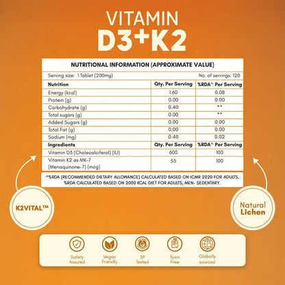 vitamin d3 k2 nutrional information