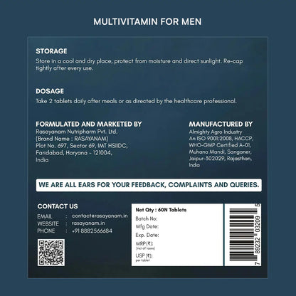 Multivitamin for men label 