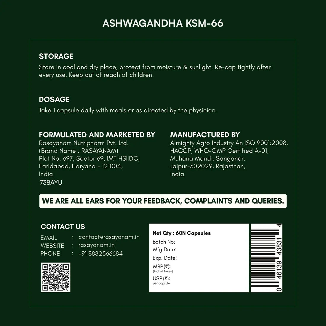 Multivitamin for Men and Ashwagandha KSM-66 Combo for 360° Wellness & Stress Support