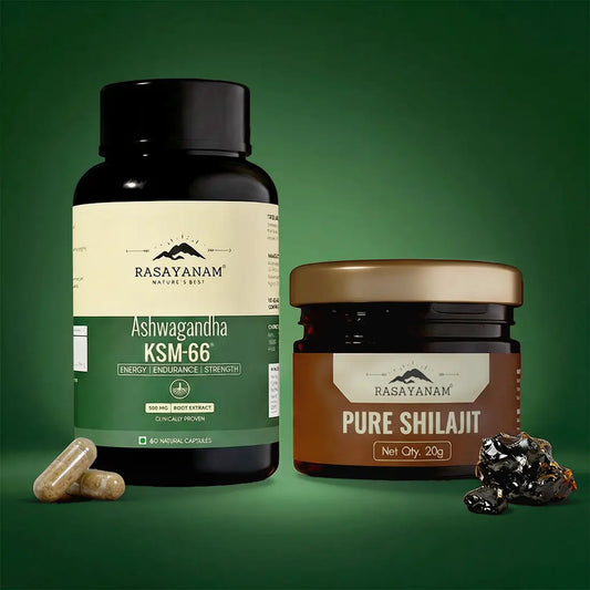 Ashwagandha KSM-66 and Pure Shilajit Combo for Energy, Stamina & Recovery
