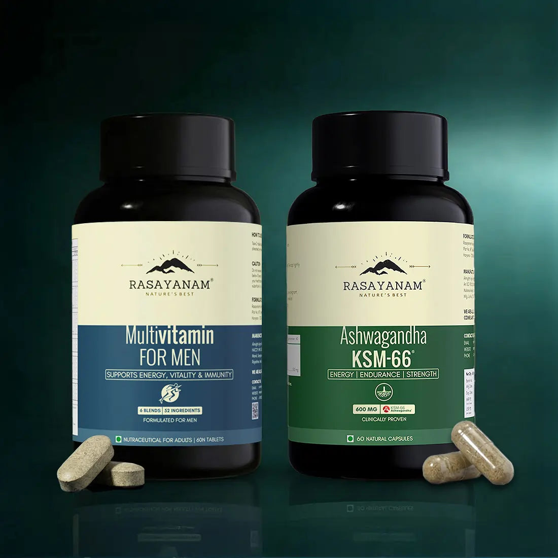 Multivitamin for Men and Ashwagandha KSM-66 Combo for 360° Wellness & Stress Support