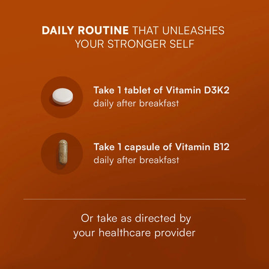 Vitamin B12 and D3K2 Combo for Deficiency Support