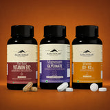 Magnesium Glycinate + Vitamin D3K2 + Plant Based Vitamin B12 Combo