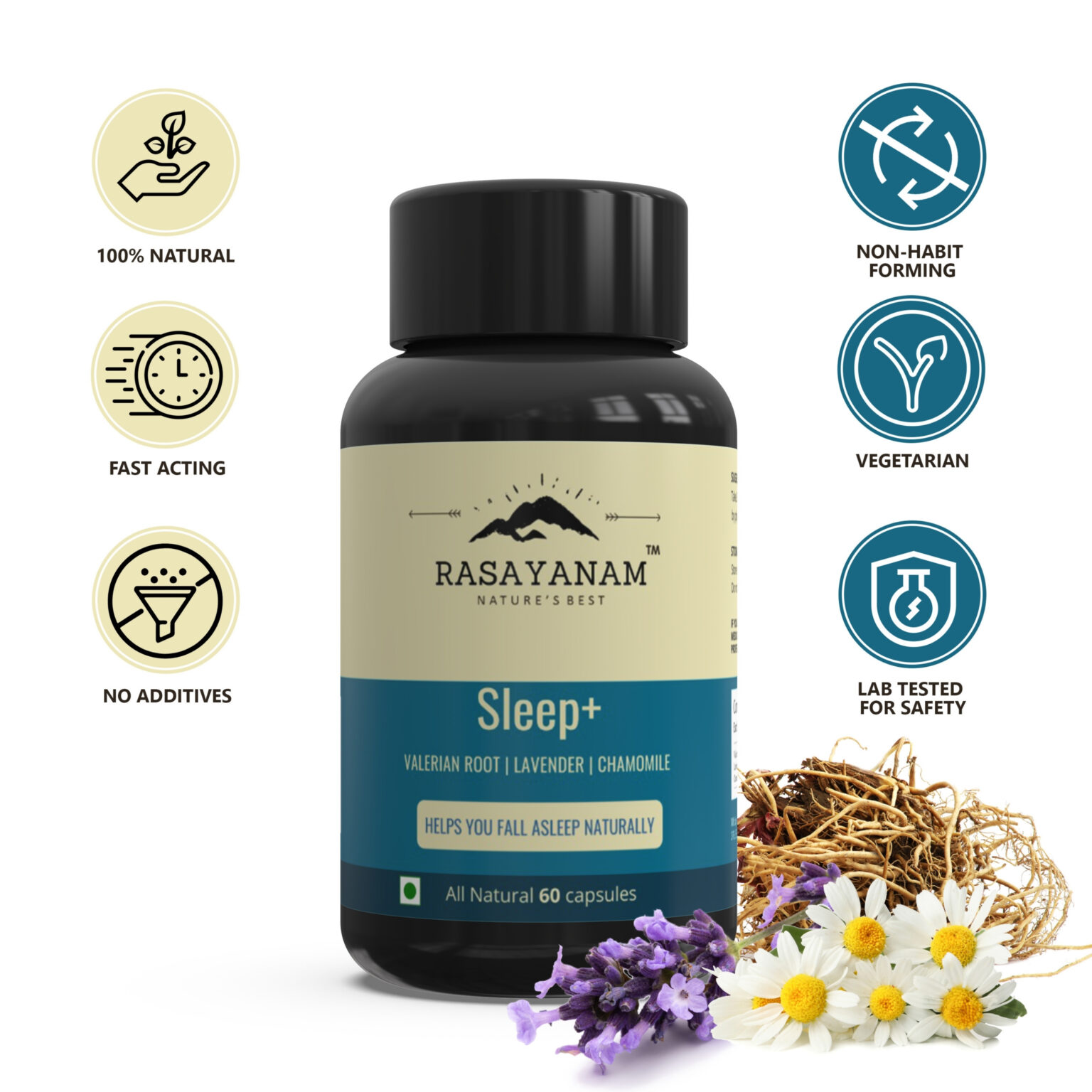 Buy Rasayanam Sleep+ | Valerian Root, Chamomile, Lavender | Helps sleep ...