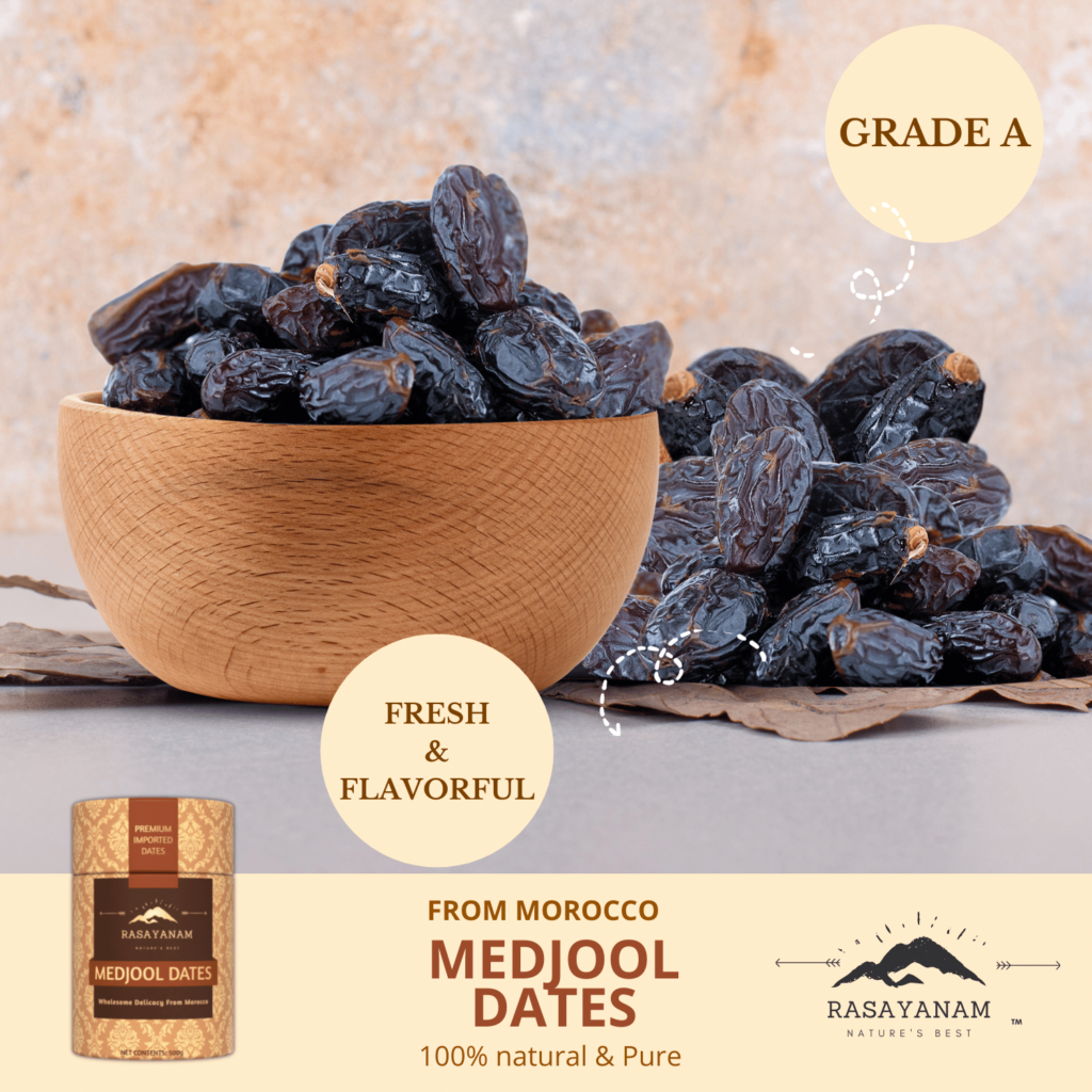 Medjool/Medjoul Dates (Khajoor) 500gm | Imported from Morocco - Rasayanam