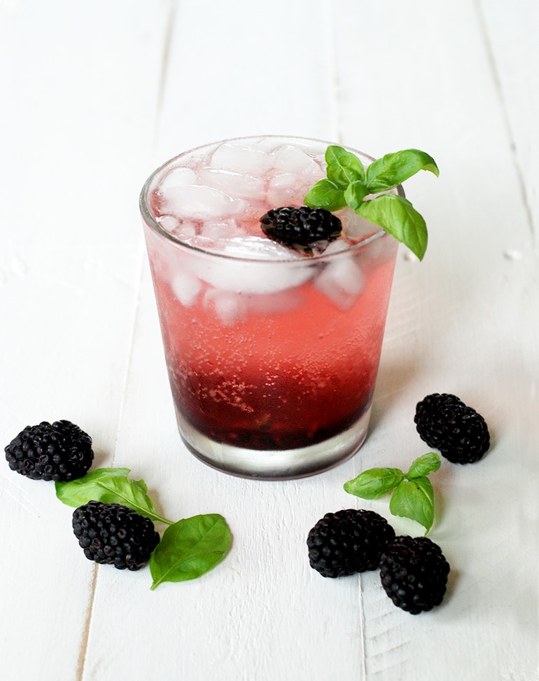 Blackberry Basil Cocktail with add a iceberg