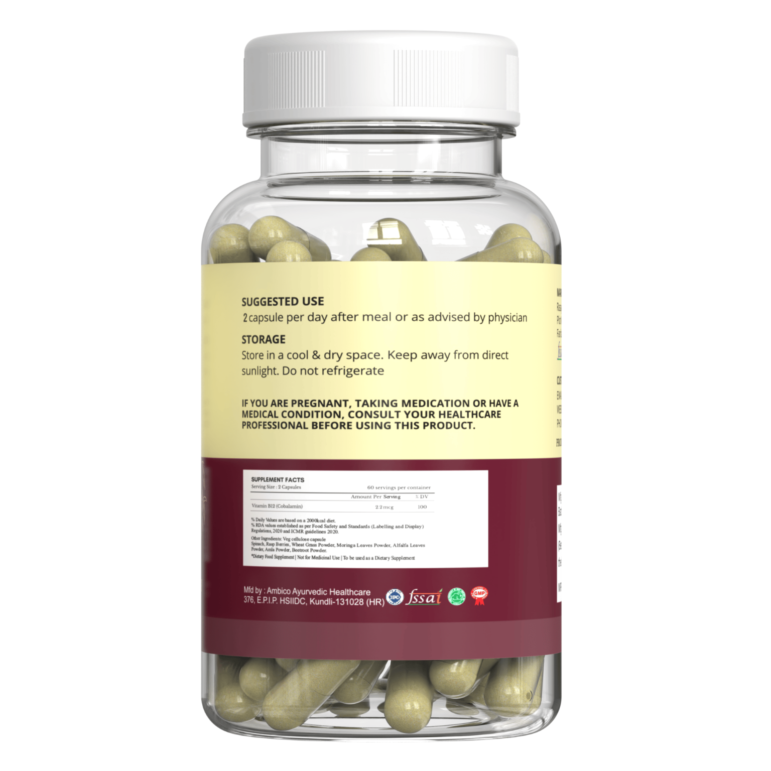 Plant Based Vitamin B-12 (Cobalamin) | Supports Nervous & Brain System