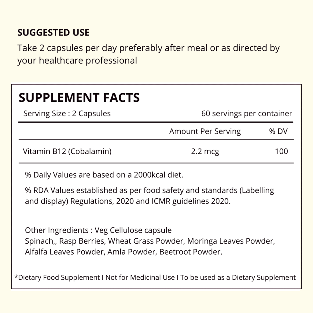 Plant Based Vitamin B-12 (Cobalamin) | Supports Nervous & Brain System