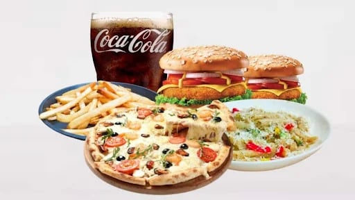 pizza, burger, pasta & Cold drink